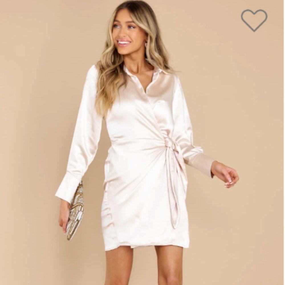 NWT - Tailored For Me Champagne Satin Dress